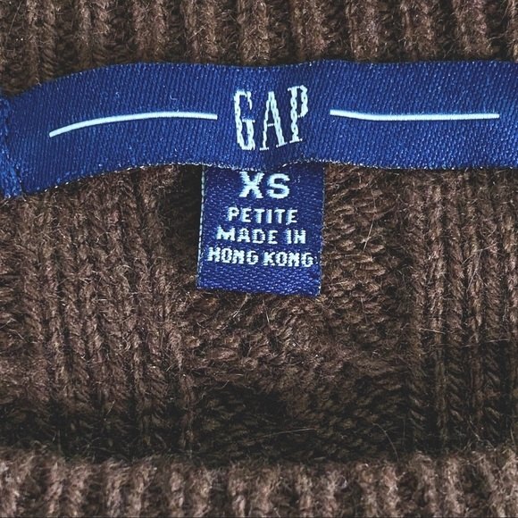 GAP XSP Extra Small Petite Sweater Women's Cable Knit Crewneck Brown Long Sleeve - Picture 7 of 10